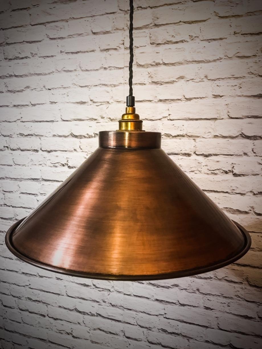 Aged copper statement pendant light 380mm shade